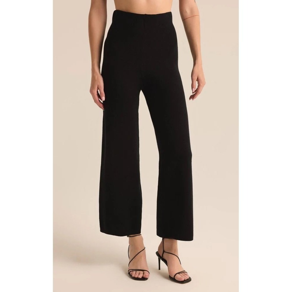 Z Supply Lush Birdseye Jacquard High Rise Ankle Pant Black ZP243896 Womens Large
